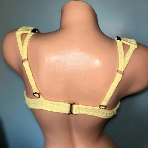 “D” L Vintage Betsey Johnson yellow rose bikini dollbaby retro dollbaby black - Picture 13 of 16